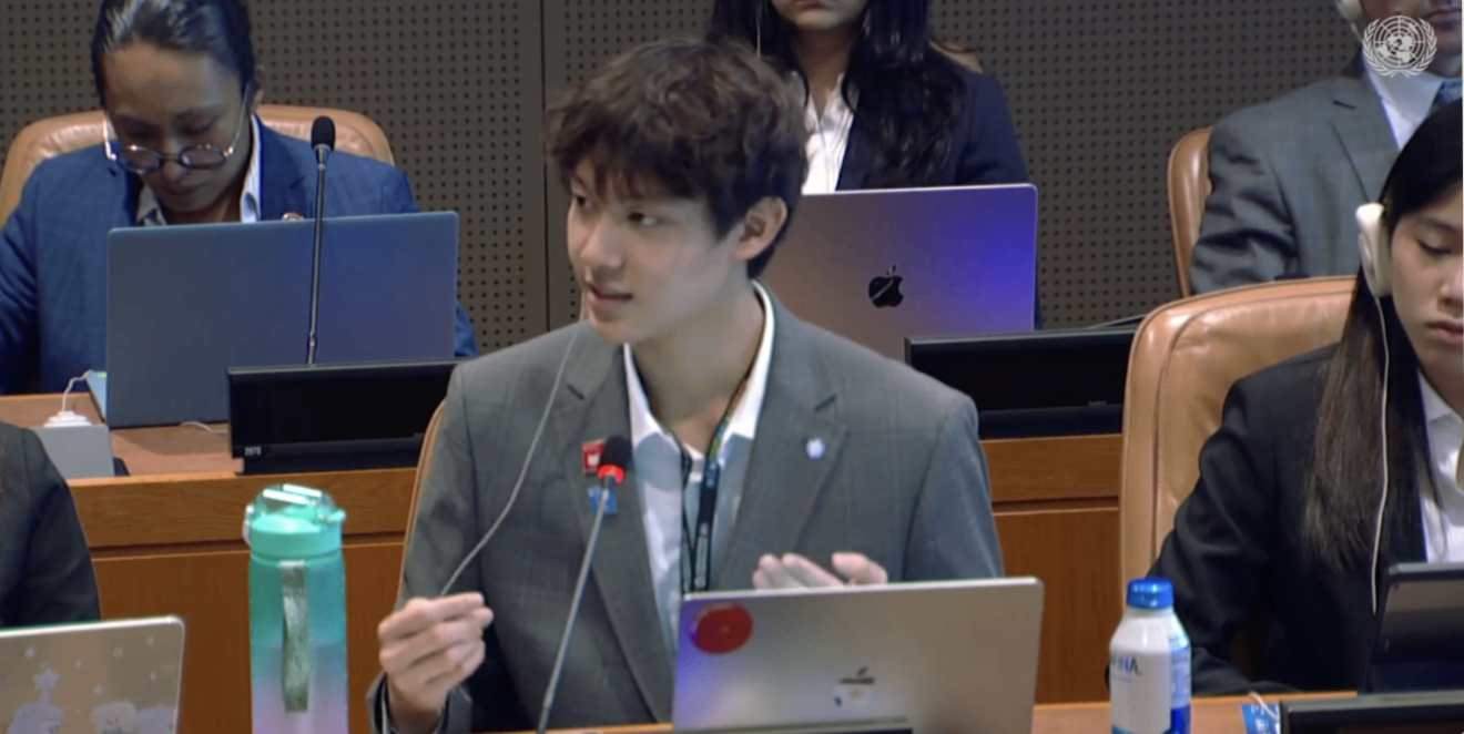 Jerry presenting A2A at the UN ECOSOC Youth Forum 2026